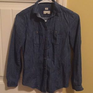 LOFT Chambray Button-up, XXS Petite
